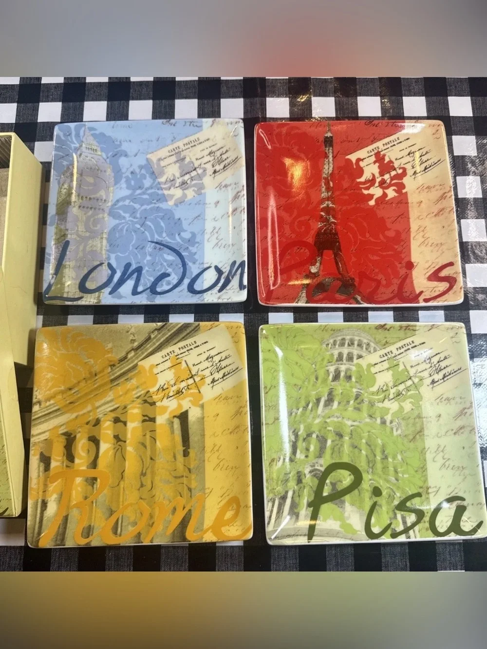 PIER 1 IMPORTS EUROPEAN CITY APPETIZER PLATE SET - IN BOX